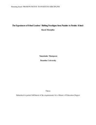 Experiences of school leaders' shifting paradigms from punitive to positive school-based discipline, The